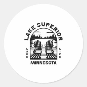 Lake Superior Minnesota Outdoors Vintage 1  Classic Round Sticker