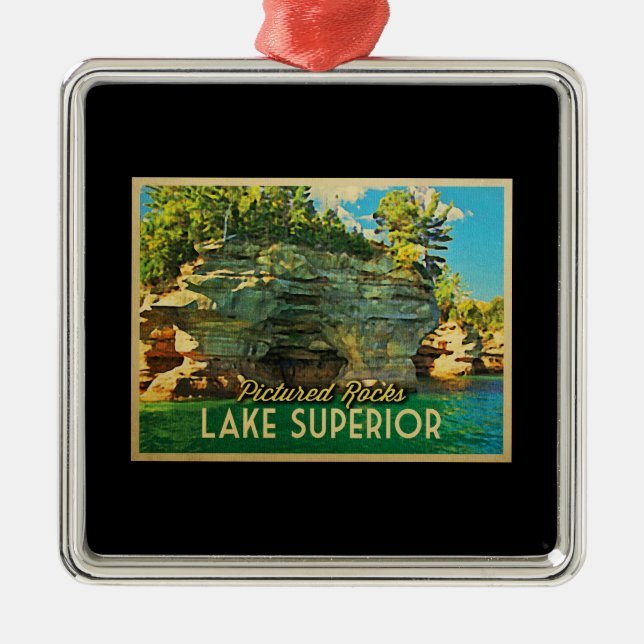 Lake Superior Pictured Rocks Metal Tree Decoration (Front)