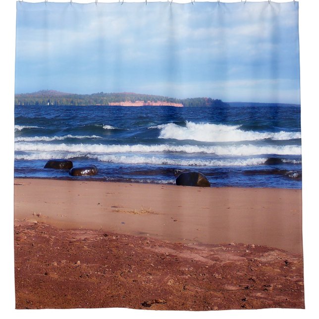 Lake Superior Shoreline Shower Curtain (Front)