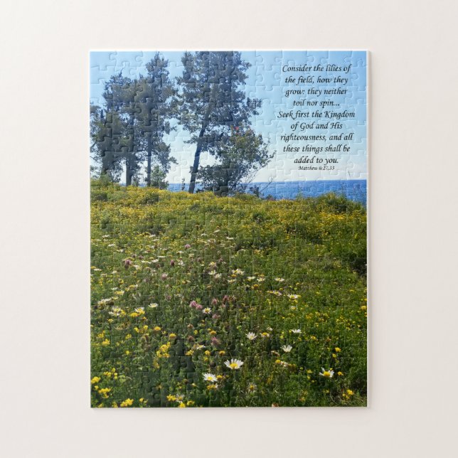 Lake Superior Wildflowers with Scripture Jigsaw Puzzle (Vertical)