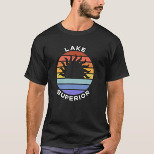Lake Superior Wisconsin WI Retro Sunset Souvenir V T-Shirt