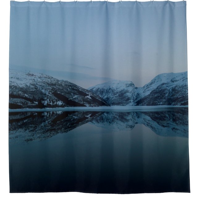 LAKE SURROUNDED BY MOUNTAINS SHOWER CURTAIN (Front)