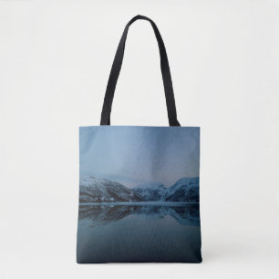 LAKE SURROUNDED BY MOUNTAINS TOTE BAG