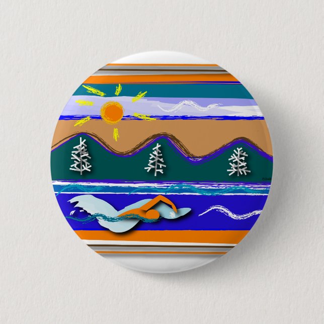 Lake Swim 6 Cm Round Badge (Front)