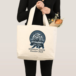 Lake Tahoe Adventure Bear Family Matching Vacation Large Tote Bag