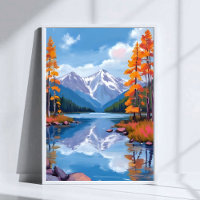 Lake Tahoe Autumn | Fall Foliage Mountain Painting