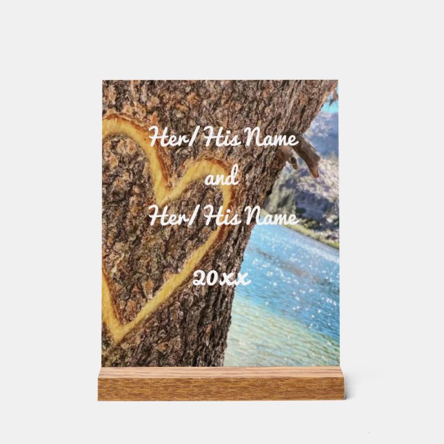 Lake Tahoe Blue Water Tree Heart Love Acrylic Sign (Front)