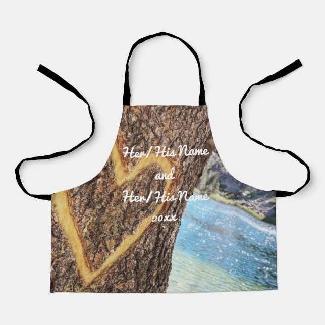 Lake Tahoe Blue Water Tree Heart Love Apron (Front)