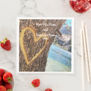 Lake Tahoe Blue Water Tree Heart Love Napkin