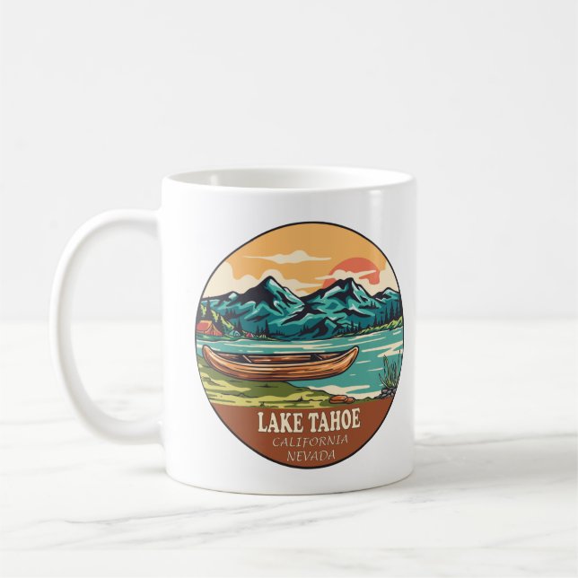Lake Tahoe Boating Fishing Emblem Coffee Mug (Left)