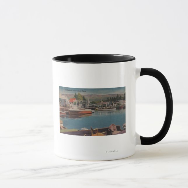 Lake Tahoe, CA - Boat Harbour at Bijou Wooden Mug (Right)