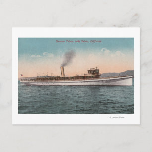 Lake Tahoe, CA - Steamer Tahoe Large Wood Ship Postcard