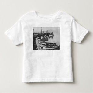 Lake Tahoe, CA - Wooden Boats along Dock Photo Toddler T-Shirt