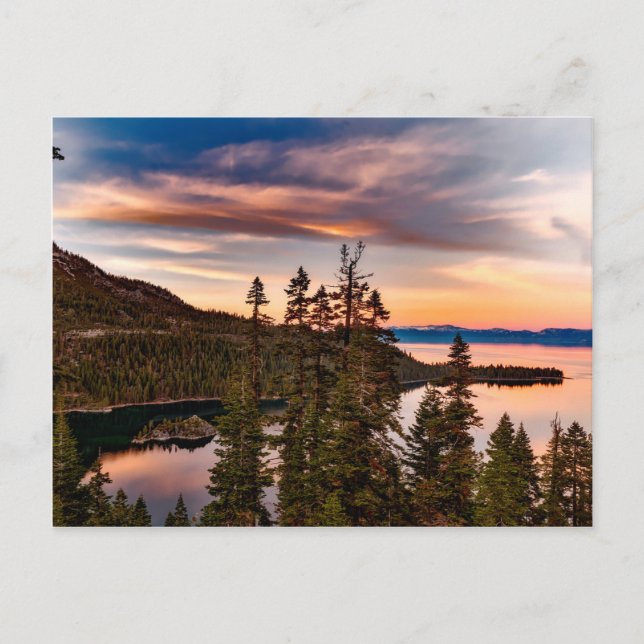 Lake Tahoe California at Sunset Customisable Postcard (Front)