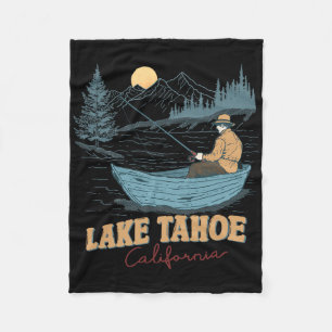 Lake Tahoe California Funny Summer Fishing Camping Fleece Blanket