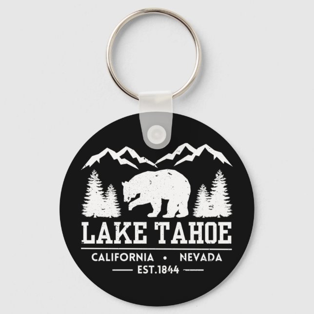 Lake Tahoe - California Grizzly Bear Mountains Key Ring (Front)