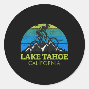 Lake Tahoe California Mountain Biking Mtb Vintage Classic Round Sticker