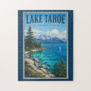Lake Tahoe California Nevada Illustration Travel Jigsaw Puzzle
