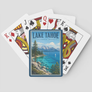 Lake Tahoe California Nevada Illustration Travel Playing Cards