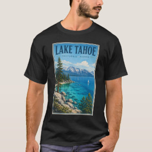 Lake Tahoe California Nevada Illustration Travel T-Shirt
