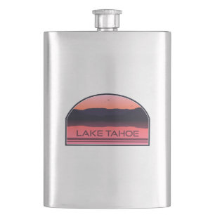 Lake Tahoe California Nevada Red Sunrise Hip Flask