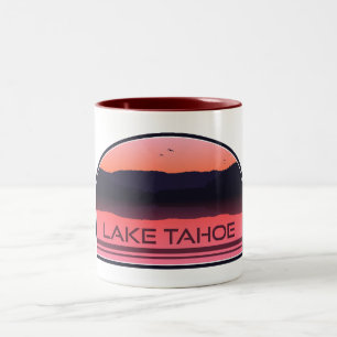 Lake Tahoe California Nevada Red Sunrise Two-Tone Coffee Mug