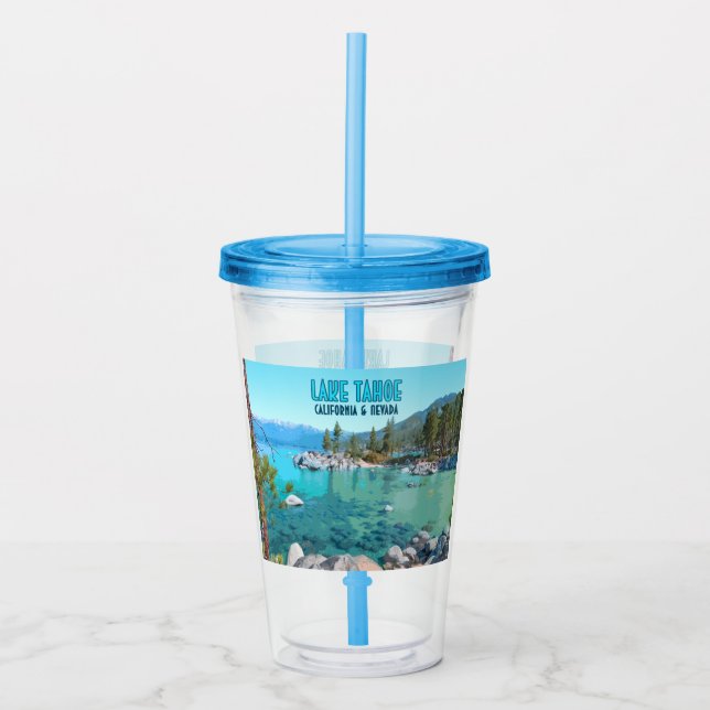 Lake Tahoe California Nevada Vintage Acrylic Tumbler