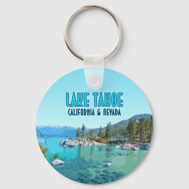 Lake Tahoe California Nevada Vintage Key Ring (Front)