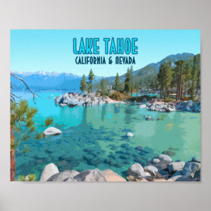Lake Tahoe California Nevada Vintage Poster