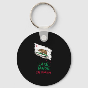 Lake Tahoe California Paint Splatter Flag Vacation Key Ring