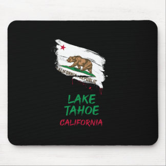 Lake Tahoe California Paint Splatter Flag Vacation Mouse Pad