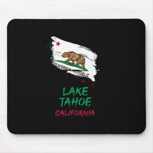 Lake Tahoe California Paint Splatter Flag Vacation Mouse Pad (Front)