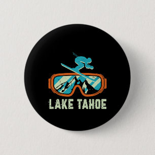Lake Tahoe California Retro Vintage Skiing And Sno 6 Cm Round Badge