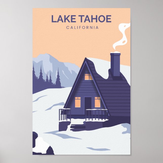 Lake Tahoe California Travel Place Illustration Poster (Front)
