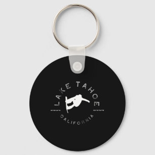 Lake Tahoe California Vintage Graphic Snowboard T Key Ring