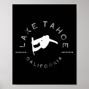 Lake Tahoe California Vintage Graphic Snowboard T Poster