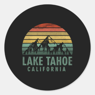 Lake Tahoe California Vintage Mountains Hiking Cam Classic Round Sticker