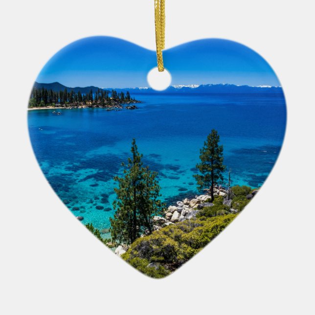 Lake Tahoe Ceramic Tree Decoration (Front)