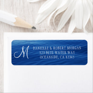 Lake Tahoe Deep Blue Water Photo Monogram Return Address Label