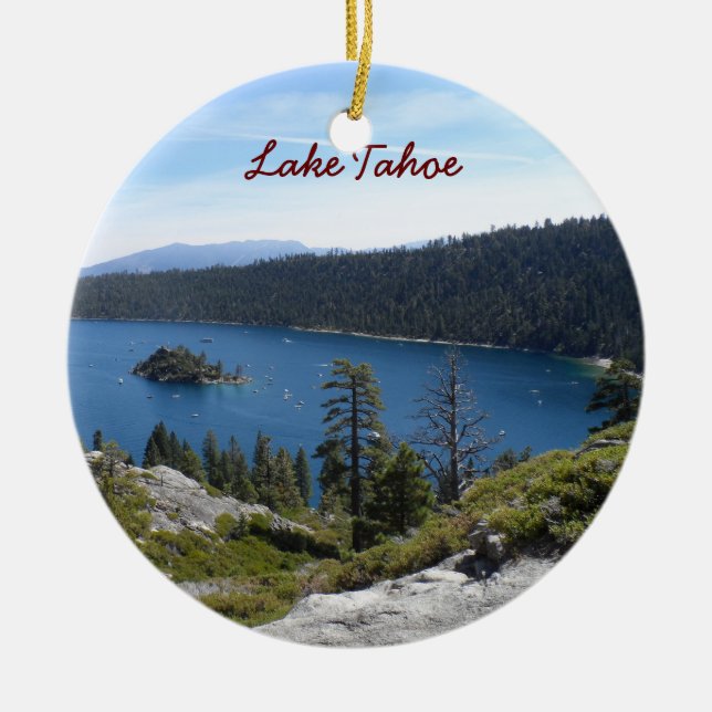 Lake Tahoe- Emerald Bay Ceramic Ornament (Front)
