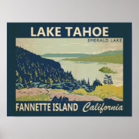 Lake Tahoe Fannette Island California Vintage