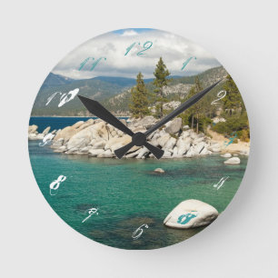 Lake Tahoe Landscape Round Clock