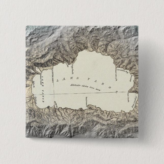 Lake Tahoe map 15 Cm Square Badge (Front)
