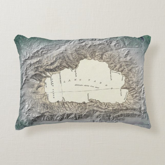 Lake Tahoe map Decorative Cushion (Front)
