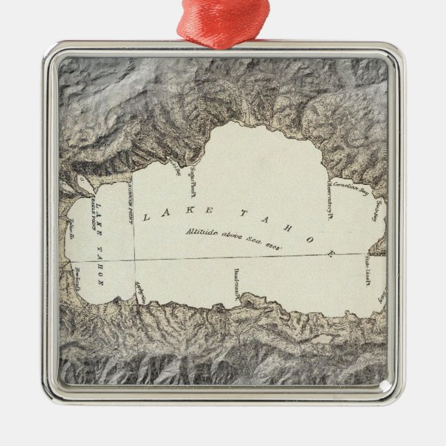 Lake Tahoe map Metal Ornament (Front)