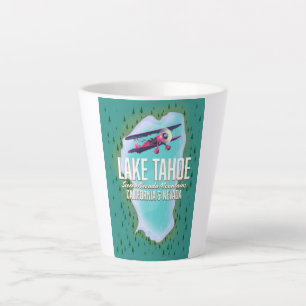 Lake Tahoe map travel poster Latte Mug
