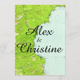 Lake Tahoe Map Wedding Invitation