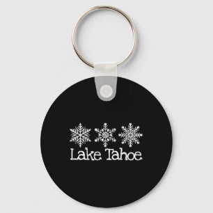 Lake Tahoe Mountain Ski Skier Skiing Rustic Snowfl Key Ring