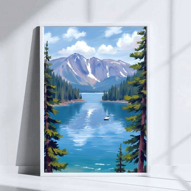 Lake Tahoe Mountains Painting Poster (Creator Uploaded)