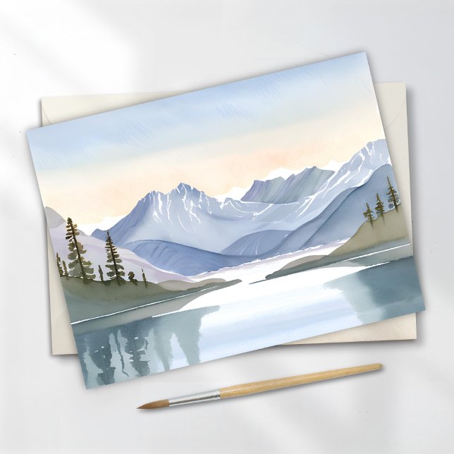 Lake Tahoe Mountains Watercolor Landscape Postcard (Creator Uploaded)